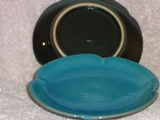 Frankoma black and turquoise six inch saucer